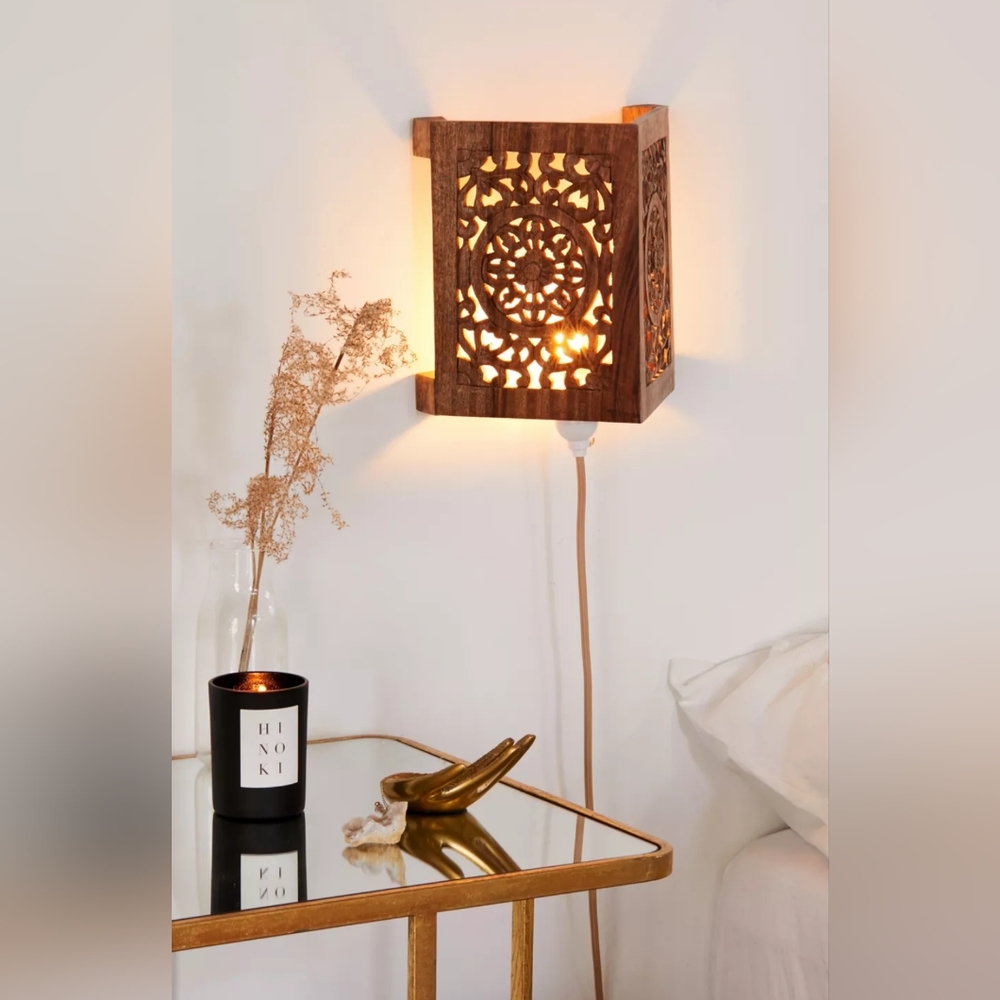 UO Sienna Carved Wood Sconce